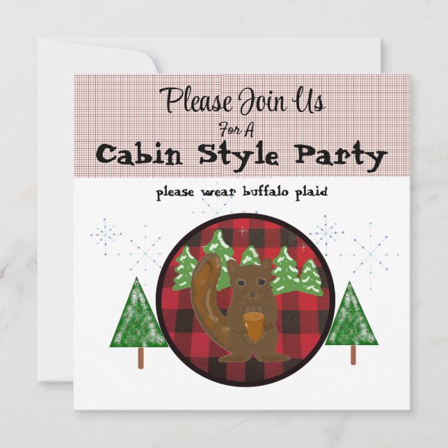 Buffalo Plaid Cabin Holiday Party Invitation (Front)