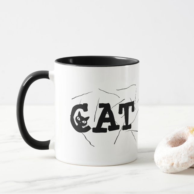 Buffalo Plaid CAT MOM Pawprint and Hair Mug (With Donut)