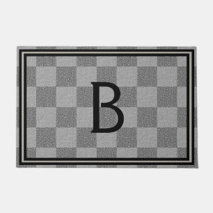 Buffalo Plaid Check Fabric Custom Black White Doormat