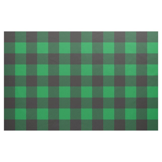 Buffalo plaid Check Pattern Black Green Fabric (Fat Quarter)