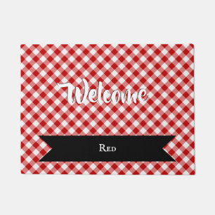 Buffalo Plaid Check Red White Doormat