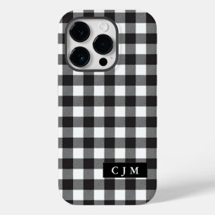 Buffalo Plaid Checked Pattern Monogrammed Simple Case-Mate iPhone 14 Pro Case