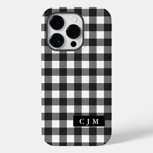 Buffalo Plaid Checked Pattern Monogrammed Simple Case-Mate iPhone Case (Back)