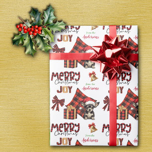 Buffalo Plaid Chihuahua Puppy Christmas Wrapping Paper