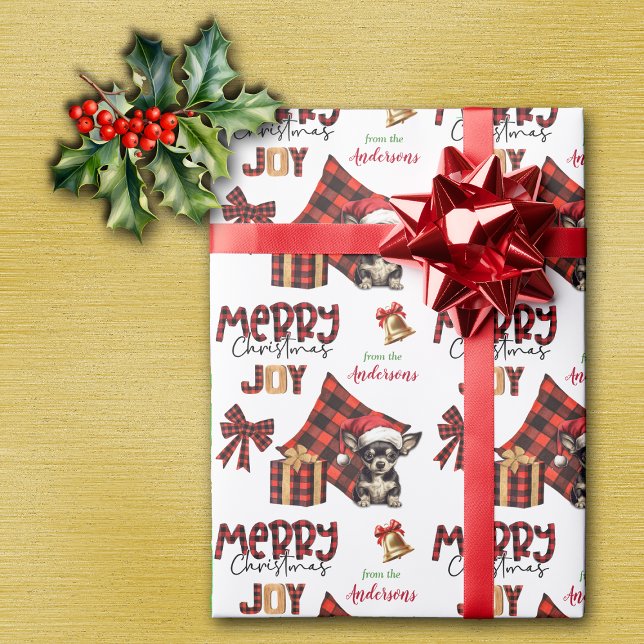 Buffalo Plaid Chihuahua Puppy Christmas Wrapping Paper (Creator Uploaded)