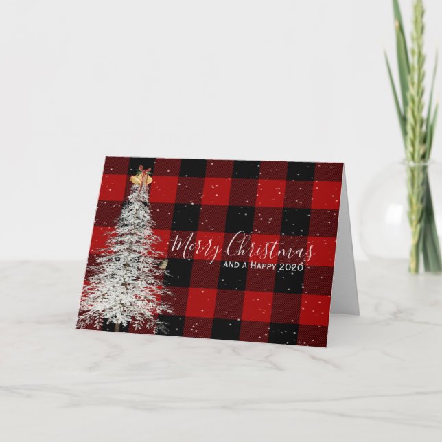 Buffalo plaid Christmas and new year Card (Front)