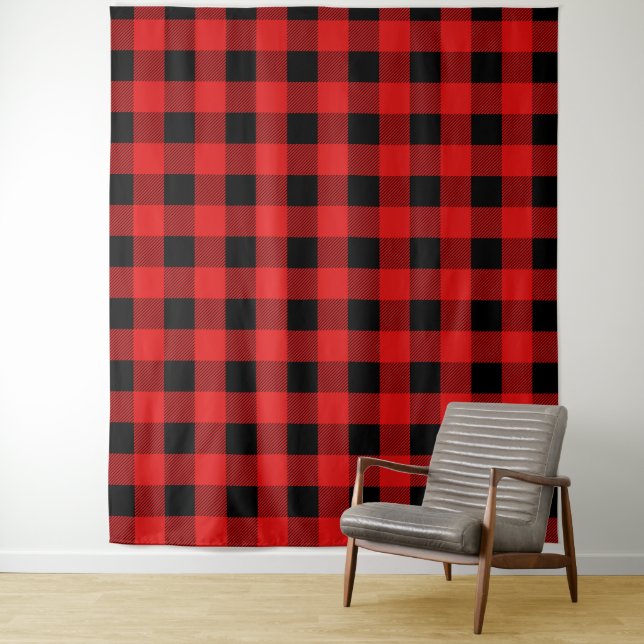 Buffalo plaid Christmas backdrop Tapestry (In Situ)