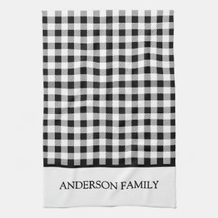 Buffalo Plaid Christmas Black White Tea Towel