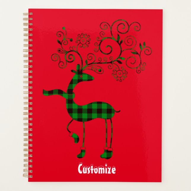Buffalo Plaid Christmas Deer Thunder_Cove  Planner (Front)