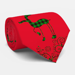 Buffalo Plaid Christmas Deer Thunder_Cove Tie