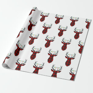 Buffalo Plaid Christmas Deer Wrapping Paper
