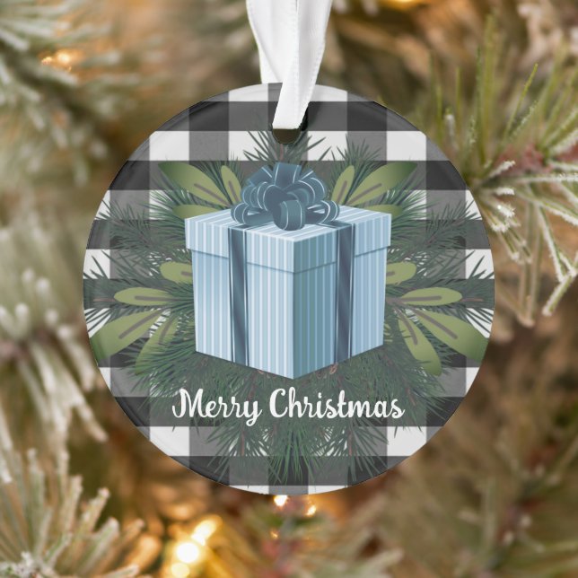 Buffalo Plaid Christmas Gift | Blue Ornament (Tree)