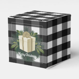 Buffalo Plaid Christmas Gift   Gold Favour Box