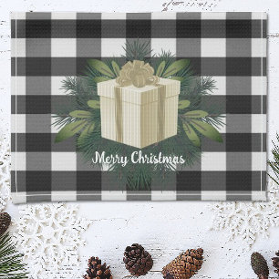 Buffalo Plaid Christmas Gift   Gold Holiday Tea Towel