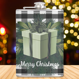 Buffalo Plaid Christmas Gift   Green Hip Flask
