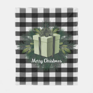 Buffalo Plaid Christmas Gift Green Holiday Fleece Blanket