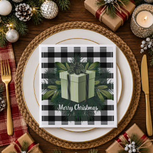 Buffalo Plaid Christmas Gift   Green Napkin