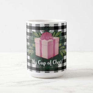 Buffalo Plaid Christmas Gift   Pink Coffee Mug