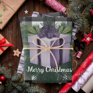 Buffalo Plaid Christmas Gift Purple Wrapping Paper Sheet