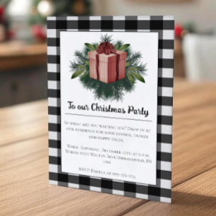 Buffalo Plaid Christmas Gift   Red Invitation