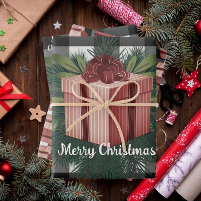 Buffalo Plaid Christmas Gift | Red Wrapping Paper Sheet (Red Buffalo Plaid Christmas Gift Wrapping Paper Sheets)