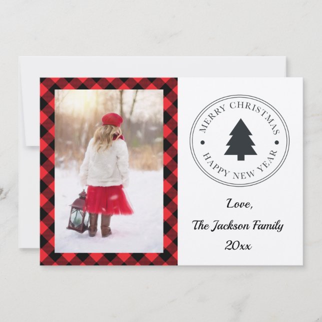 Buffalo Plaid Christmas Holiday Card (Front)