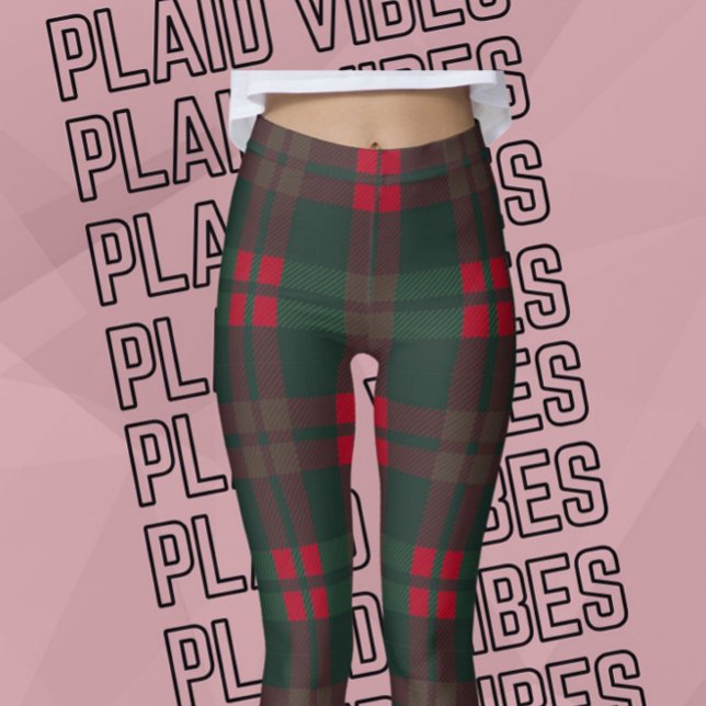 Buffalo Plaid Christmas Pattern Green Red Black Leggings (Creator Uploaded)