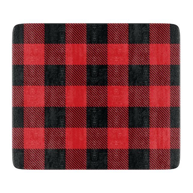 Buffalo Plaid Christmas Red and Black Check Cutting Board (Front)