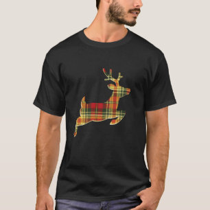 Buffalo Plaid Christmas Reindeer Silhouette Xmas F T-Shirt