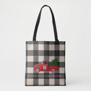 Buffalo Plaid Christmas Shopping Carryall Tote Bag