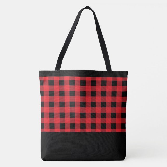 Buffalo Plaid Christmas Tote Bag (Front)