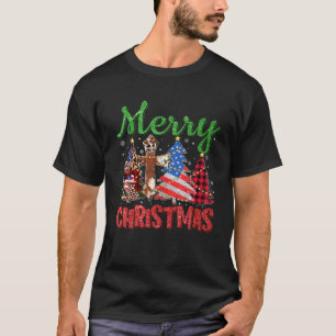 Buffalo Plaid Christmas Tree Cowhide Cross Merry C T-Shirt