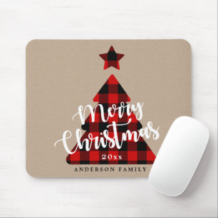 Buffalo Plaid Christmas Tree Holiday Mouse Pad