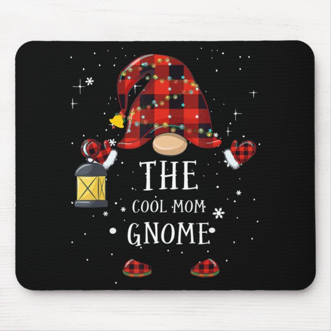 Buffalo Plaid Christmas Tree Light Mum Gnome  Mouse Pad (Front)