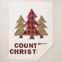 Buffalo Plaid Christmas Tree Sherpa Blanket
