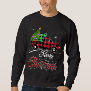Buffalo Plaid Christmas Tree Vintage Red Truck Xma Sweatshirt
