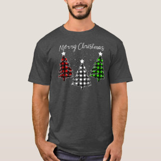 Buffalo Plaid Christmas Trees  for Mum Dad Kids  T-Shirt