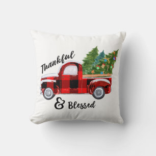 Buffalo Plaid Christmas Truck Cushion