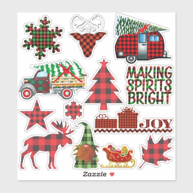 Buffalo Plaid Christmas Winter Holiday Elements (Sheet)