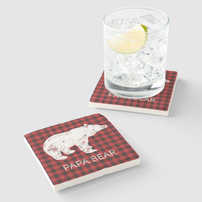 Buffalo Plaid Coaster - Papa Bear (Side)