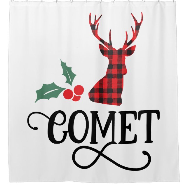 Buffalo Plaid Comet  Shower Curtain (Front)