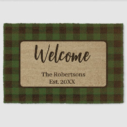 Buffalo Plaid Custom Family Name Autumn Welcome