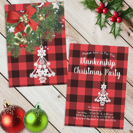 Buffalo Plaid Custom Photo Christmas Tree Holiday Card