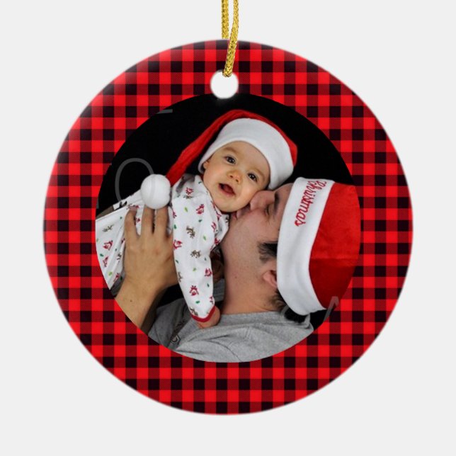 Buffalo Plaid Custom Photo Ornament (Front)