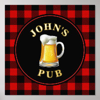 Buffalo Plaid Custom Pub Sign with Name