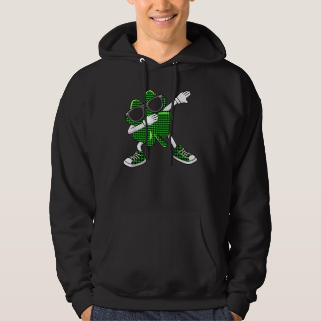 Buffalo Plaid Dabbing Shamrock Irish Ireland St Pa Hoodie (Front)