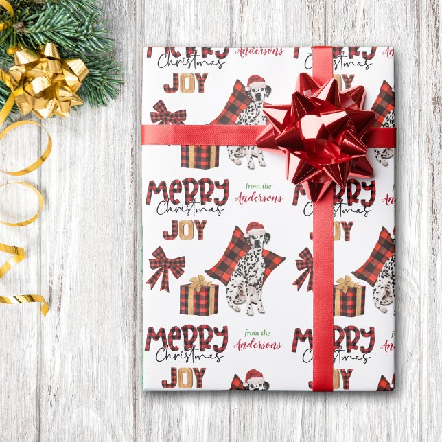 Buffalo Plaid Dalmatian Dog Christmas Wrapping Paper (Creator Uploaded)