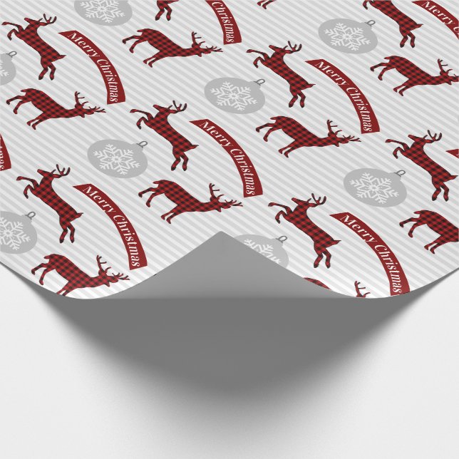 Buffalo Plaid Deer Christmas Wrapping Paper (Corner)