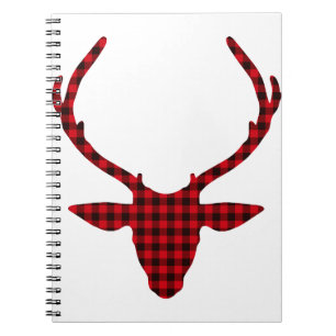 Buffalo Plaid Deer Deer Christmas Antlers Holiday. Notebook