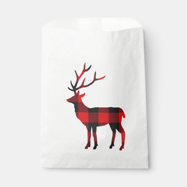 Buffalo Plaid Deer | Favour Bags (Front)